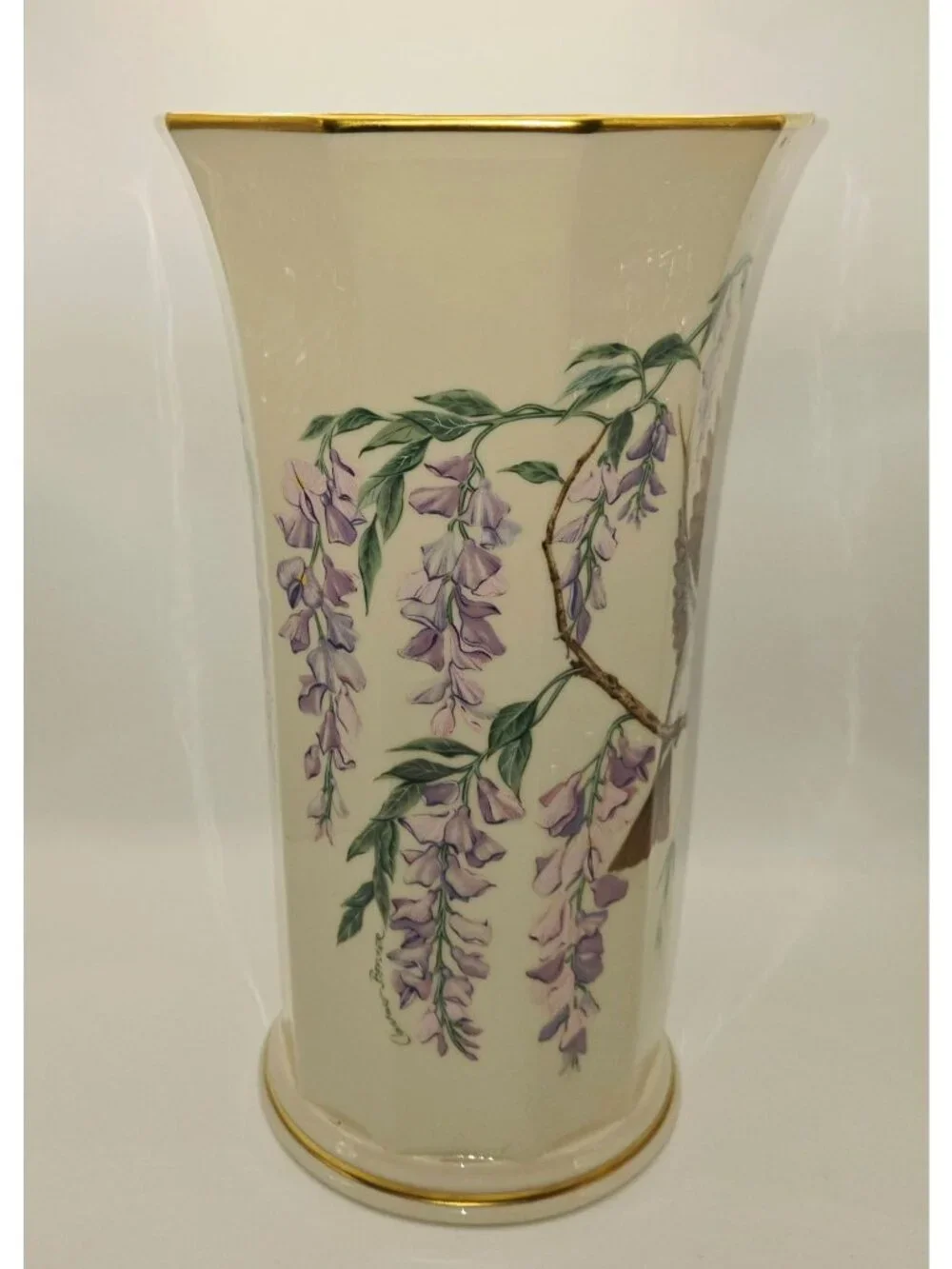 The Jefferson Vase By Lenox Presidential Garden Collection Bird & Wisteria Art,